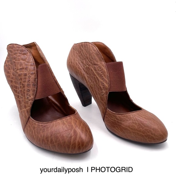 MaxStudio brown leather cone heel Biopic Mary Jane pumps US 8M - Picture 3 of 11